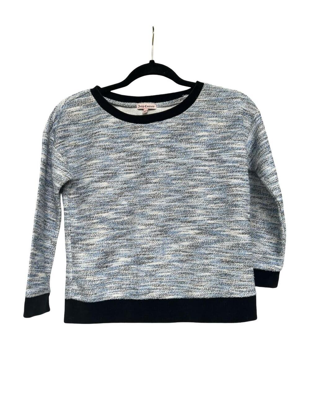 Juicy Couture Cropped Sweatshirt XS Blue Knit Fitted Long Sleeve‎ Y2K Women’s